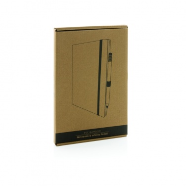 Logo trade advertising product photo of: Bamboo notebook and infinity pencil set