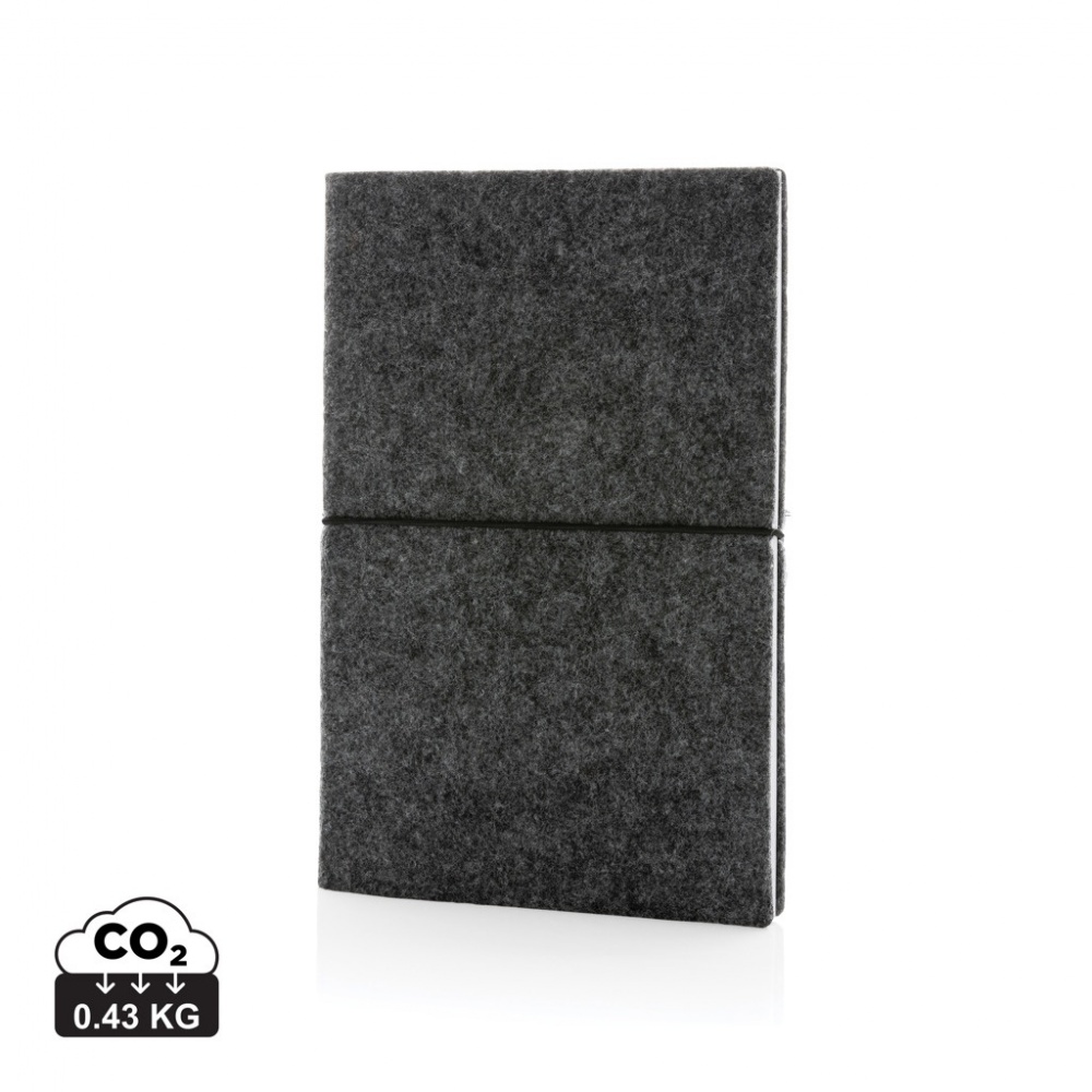 Logo trade promotional merchandise image of: GRS certified recycled felt A5 softcover notebook