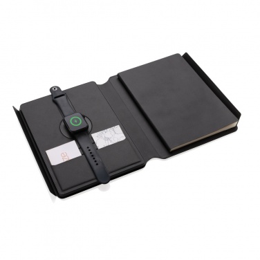 Logo trade promotional items image of: Swiss Peak RCS rePU notebook with 2-in-1 wireless charger