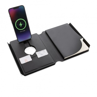 Logo trade promotional product photo of: Swiss Peak RCS rePU notebook with 2-in-1 wireless charger