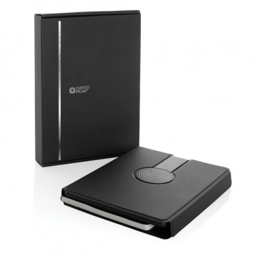 Logotrade promotional giveaway image of: Swiss Peak RCS rePU notebook with 2-in-1 wireless charger