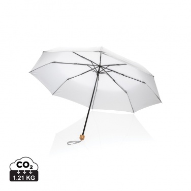Logo trade promotional gifts image of: 20.5" Impact AWARE™ RPET 190T Pongee bamboo mini umbrella