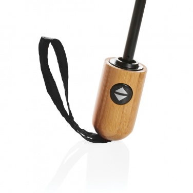 Logo trade business gifts image of: 21" Impact AWARE™ RPET 190T bamboo auto open/close umbrella