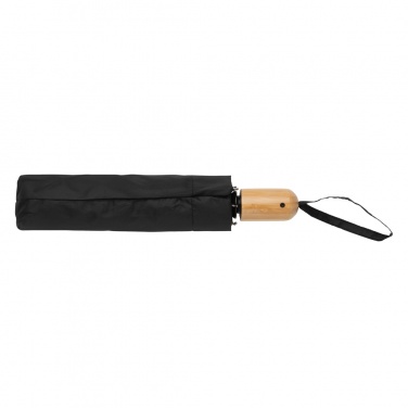 Logo trade promotional merchandise picture of: 21" Impact AWARE™ RPET 190T bamboo auto open/close umbrella