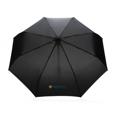 Logo trade business gifts image of: 21" Impact AWARE™ RPET 190T bamboo auto open/close umbrella