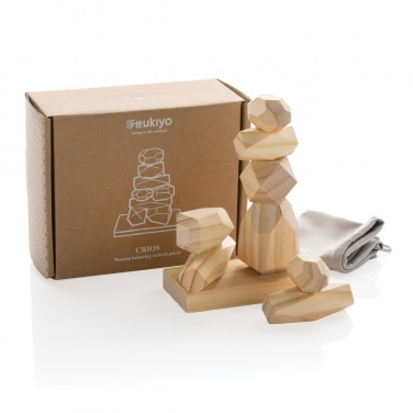 Logotrade corporate gift picture of: Ukiyo Crios wooden balancing rocks in pouch