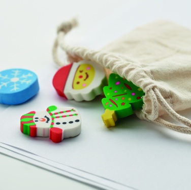Logo trade promotional items image of: Set of 4 Christmas erasers