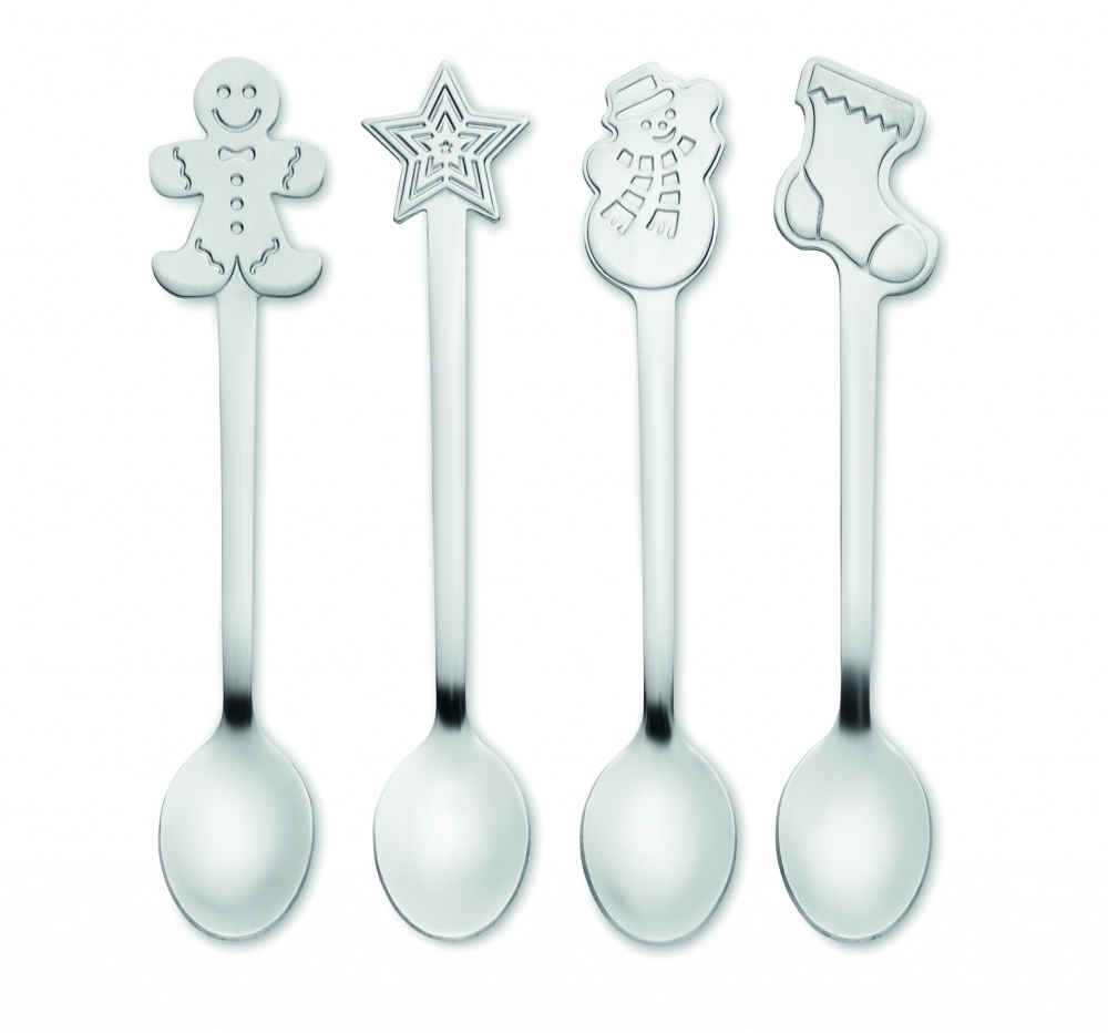 Logo trade promotional gifts image of: Set of 4 Christmas tea spoon