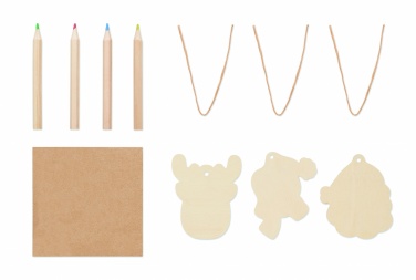 Logo trade promotional gifts image of: Drawing wooden ornaments set