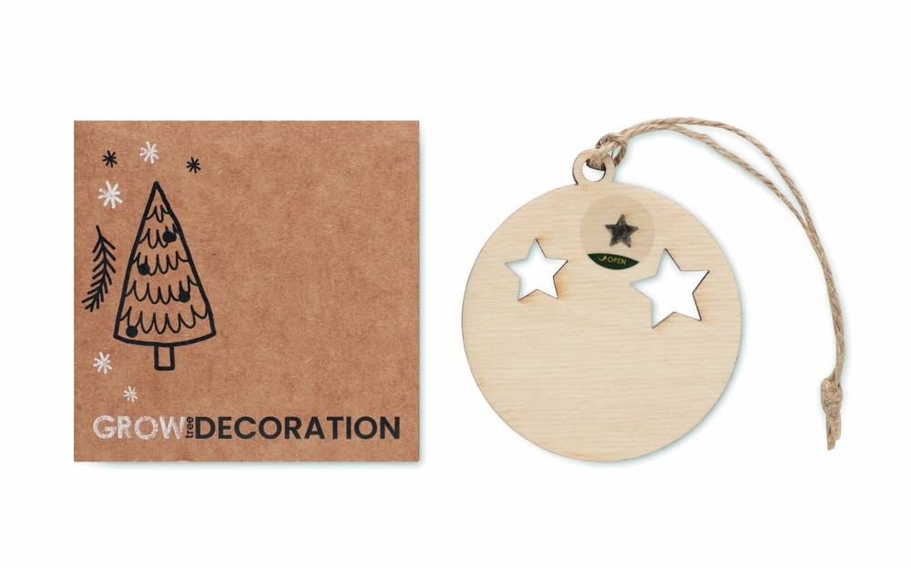 Logo trade promotional items image of: Wooden bauble shape hanger