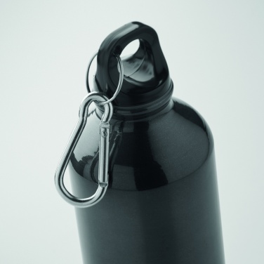 Logo trade promotional merchandise image of: 500 ml single-walled water bottle made of recycled aluminum with a carabiner