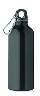 Logotrade promotional product image of: 500 ml single-walled water bottle made of recycled aluminum with a carabiner