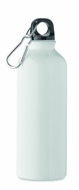Logo trade advertising product photo of: 500 ml single-walled water bottle made of recycled aluminum with a carabiner