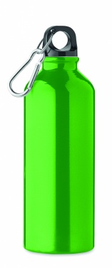 Logo trade promotional merchandise photo of: 500 ml single-walled water bottle made of recycled aluminum with a carabiner