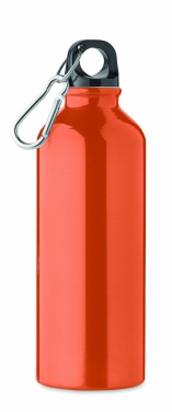 Logo trade advertising product photo of: 500 ml single-walled water bottle made of recycled aluminum with a carabiner