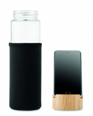 Logo trade corporate gifts picture of: Glass bottle bamboo lid 600ml