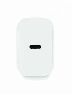 Logo trade promotional giveaways picture of: 20W 2 port USB charger EU plug