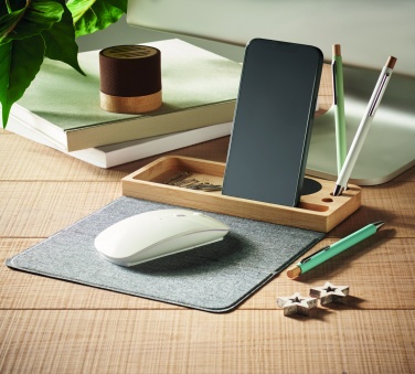 Logo trade corporate gifts image of: Wireless charger in bamboo 15W
