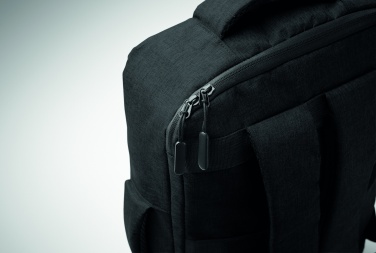 Logo trade business gifts image of: A safe 15-inch laptop backpack made of 300D RPET with a 210D RPET lining and customizable printing.