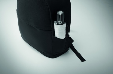 Logo trade advertising products image of: A 15-inch laptop backpack made of recycled pre-consumer cotton and recycled polyester with customizable printing.