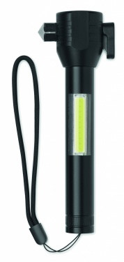 Logotrade corporate gift picture of: 3-in-1 aluminum flashlight with an emergency hammer and seatbelt cutter, customizable with printing