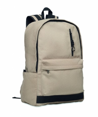 Logo trade promotional products image of: A 15-inch laptop backpack made of recycled pre-consumer cotton with customizable printing
