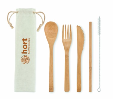Logo trade promotional giveaways picture of: Bamboo cutlery with straw