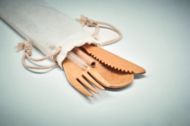 Logo trade promotional giveaways picture of: Bamboo cutlery with straw
