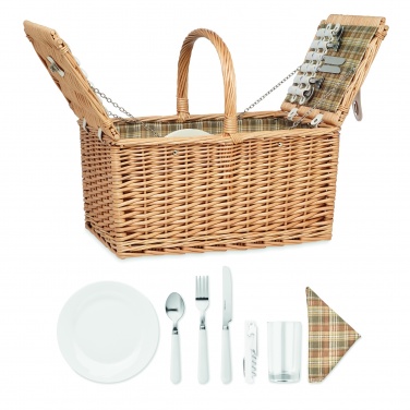 Logo trade business gifts image of: Wicker picnic basket 4 people