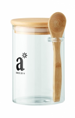 Logo trade advertising products picture of: Glass jar with spoon 600 ml