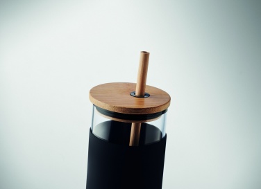 Logo trade promotional merchandise image of: Glass tumbler 450ml bamboo lid