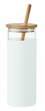 Logo trade promotional products image of: Glass tumbler 450ml bamboo lid