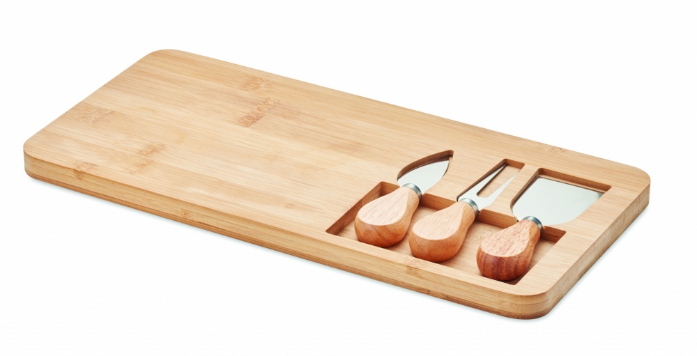 Logo trade advertising products image of: Bamboo Cheese board set Leipzig