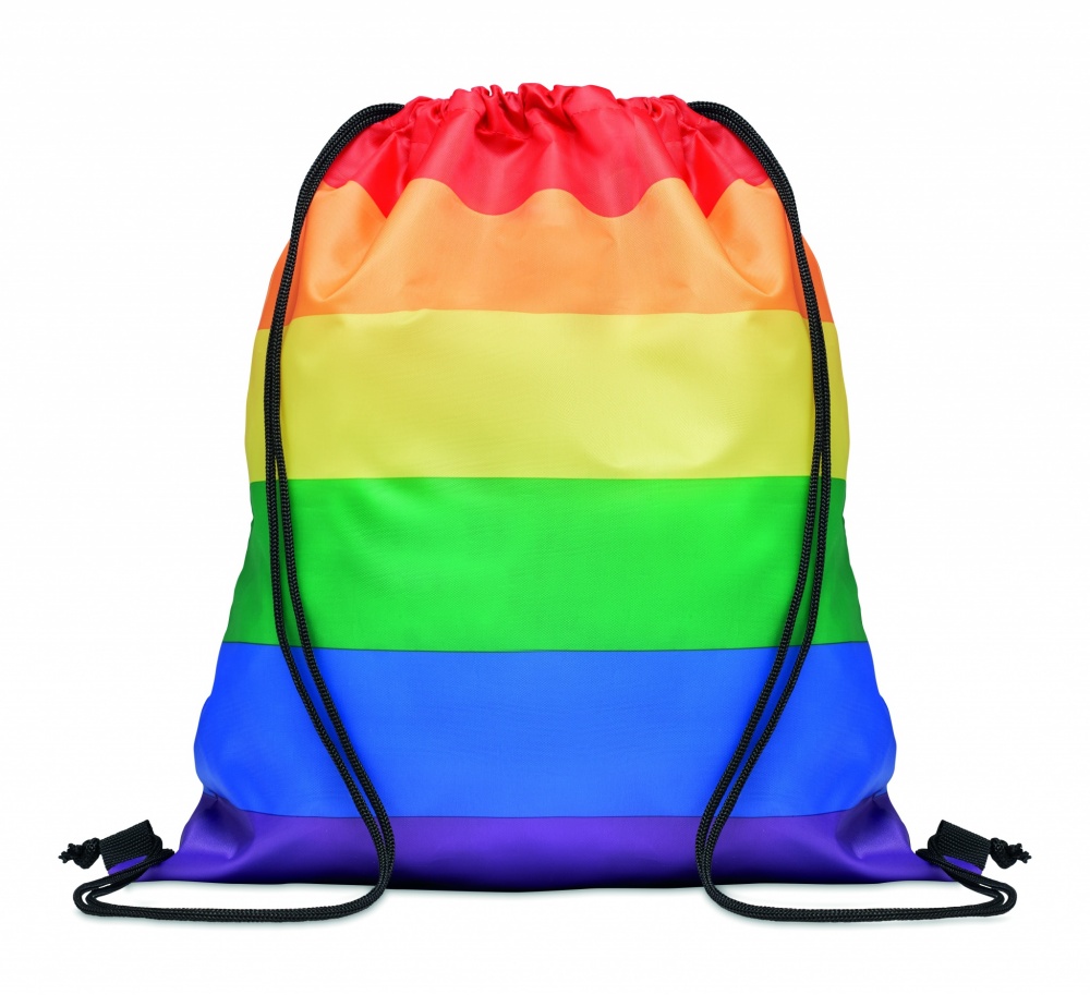 Logo trade promotional merchandise image of: Rainbow RPET drawstring bag