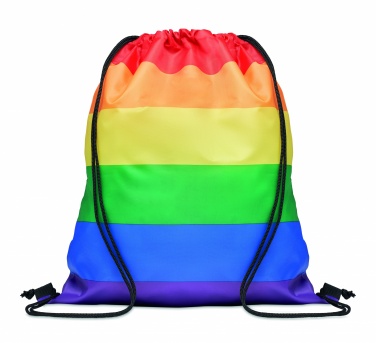 Logo trade promotional gift photo of: Rainbow RPET drawstring bag