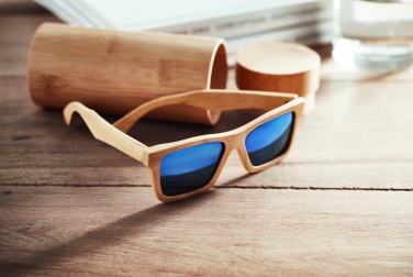 Logotrade promotional item picture of: Sunglasses and case in bamboo KEILA