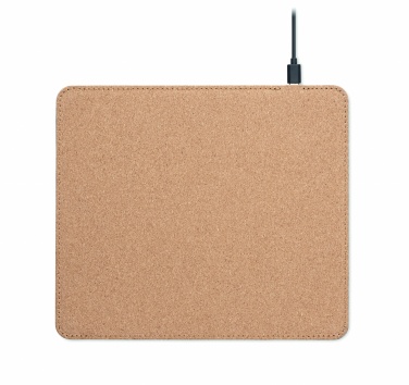 Logo trade promotional giveaways image of: Cork mouse mat charger 15W