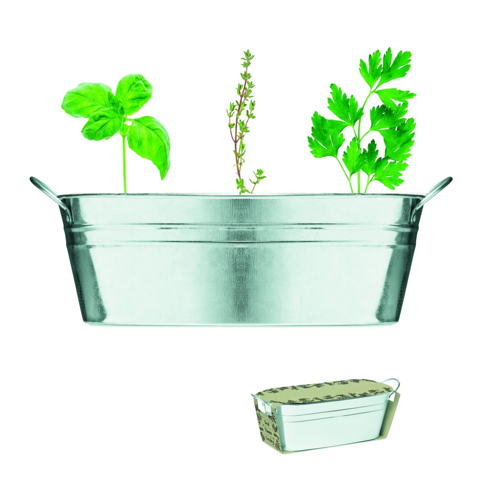 Logotrade promotional giveaway picture of: Zinc tub with 3 herbs seeds