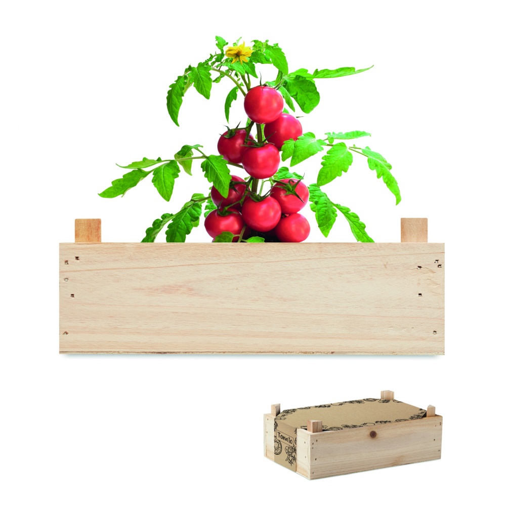 Logo trade business gift photo of: Tomato kit in wooden crate