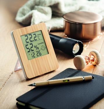 Logo trade advertising products image of: Bamboo weather station