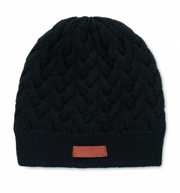 Logo trade promotional giveaway photo of: Cable knit beanie in RPET