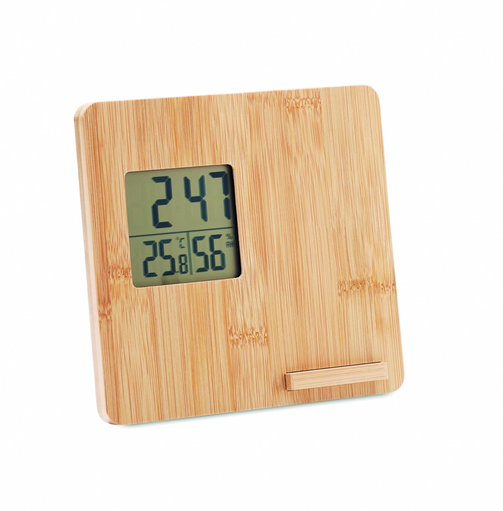 Logotrade business gifts photo of: Bamboo weather station 10W