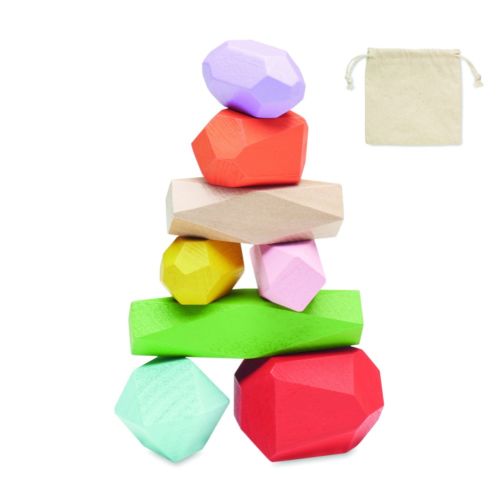 Logotrade promotional product picture of: 8 stacking wood rocks in pouch