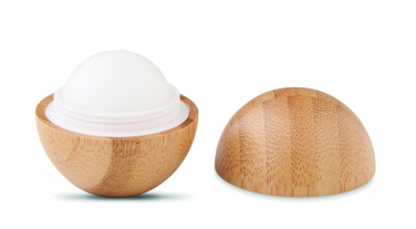 Logo trade promotional gifts picture of: Lip balm in round bamboo case