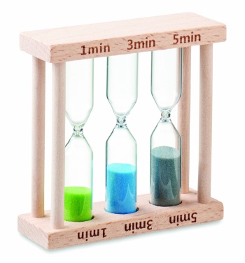 Logo trade promotional merchandise photo of: Set of 3 wooden sand timer