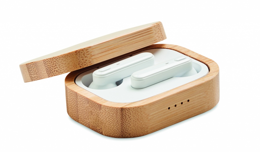 Logo trade promotional giveaways picture of: TWS earbuds in bamboo case