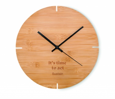 Logo trade promotional items picture of: Round shape bamboo wall clock