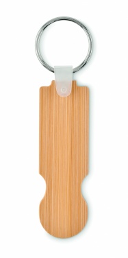 Logo trade promotional gifts image of: Bamboo euro token key ring Rauma