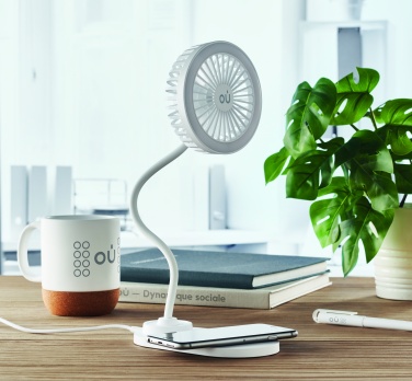 Logo trade promotional merchandise image of: Desktop charger fan with light