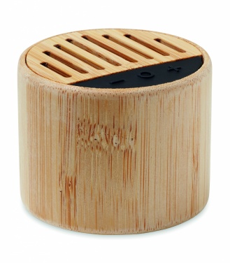 Logo trade business gifts image of: Round bamboo wireless speaker